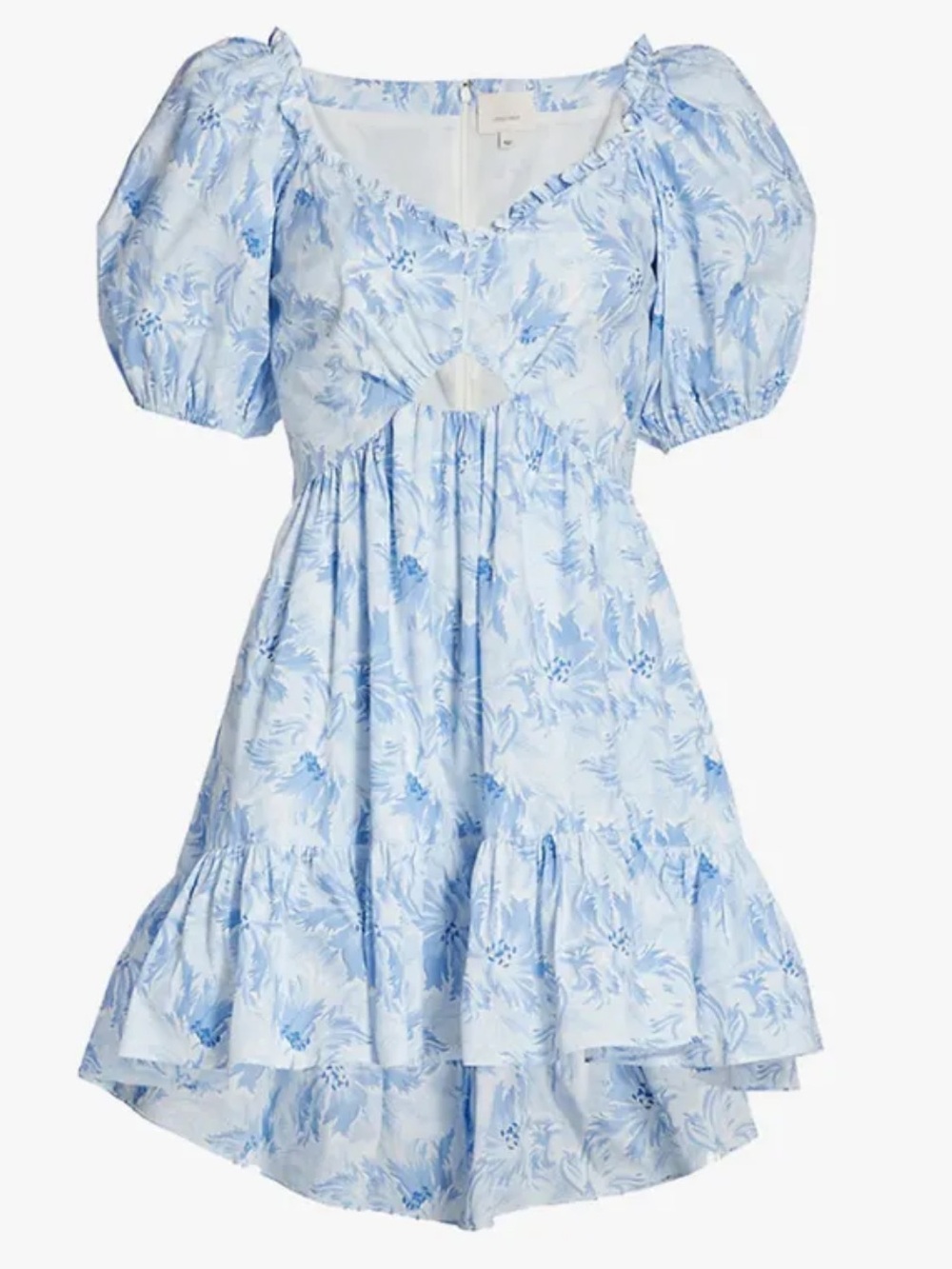 Cinq à Sept Kayla Floral Cutout Dress | Powder Blue & White Floral | size 8